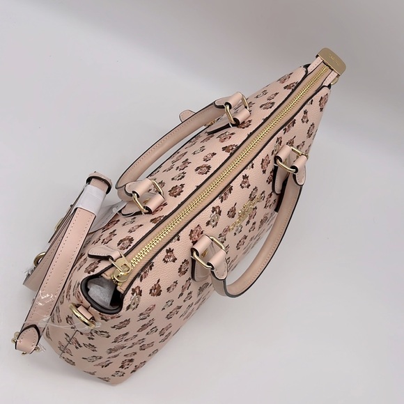 Coach Georgia Satchel Bag With Rose Print GOLD/BLUSH MULTI - Picture 7 of 15